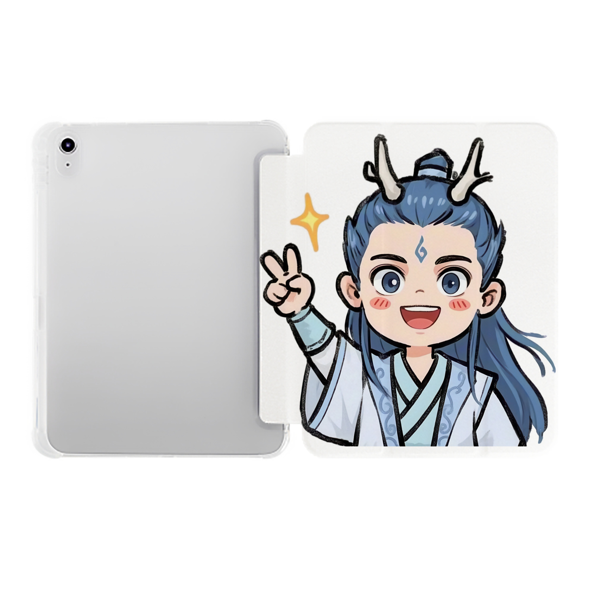 （画像用） Ne Zha 2 ナタ 魔童の大暴れ IPad ケース ペン収納付き 三つ折りスタンド PUレザー×シリコン 対応機種9.5/10.5/10.9インチ